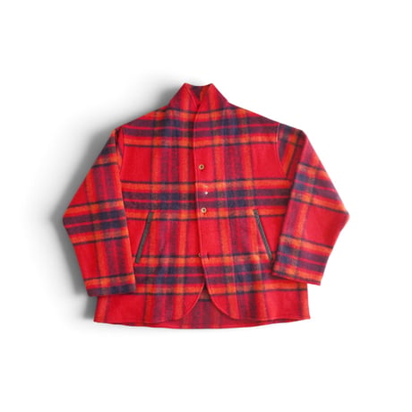 ＊ユニセックス＊ SLOWHANDS -スローハンズ- Wool Check Shawl 3B Jacket ／レッド