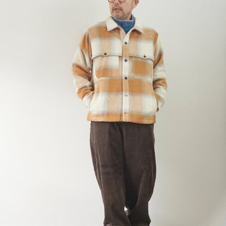 ＊ユニセックス＊modem design-モデムデザイン- 起毛チェックCPOシャツジャケット／ベージュ