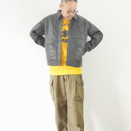 ＊ユニセックス＊YOUSED-ユーズド-LEATHER SPORTS JACKET リメイクレザージャケット / ブラック