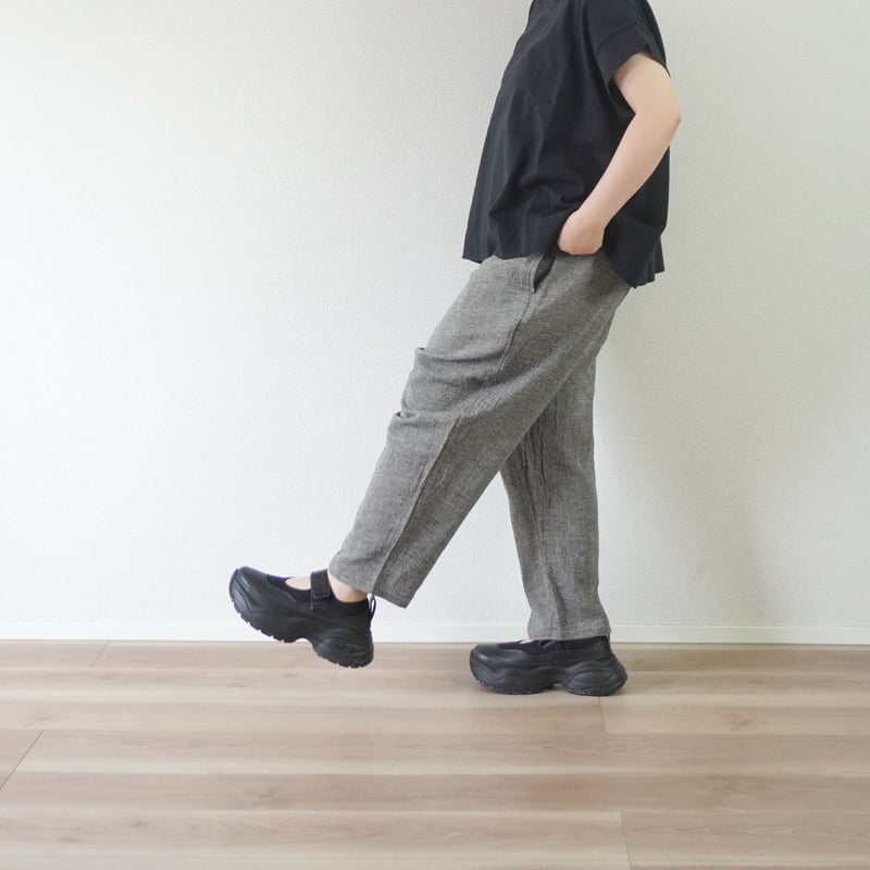 bajra. 墨スプラッシュ柄トリプルウエストジョッパーズ/ソフトサルエルパンツ ユニセックス＊GARDENS×NSS-サルエル サッパカマ/チャコール | 城下町
