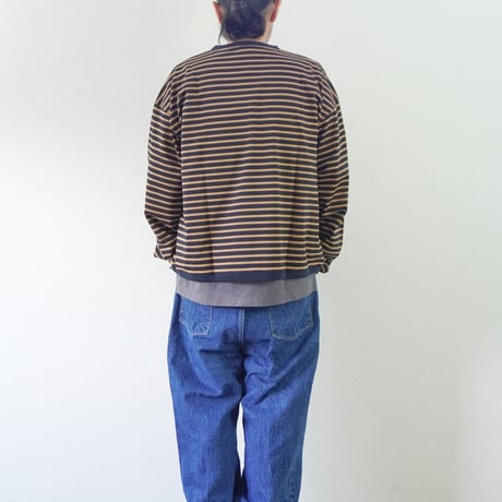 ＊ユニセックス＊amne-アンヌ-TWISTED BORDER long sleeve tee / amn-CS-099 / Navy_Camel