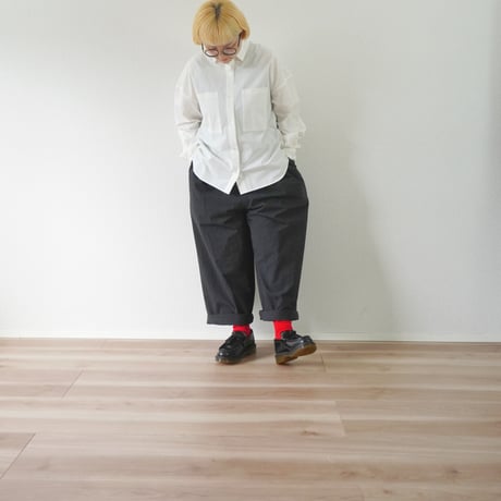 ＊レディース＊Linenya-リネンヤ-CORDURA®︎ 天日干しワッシャー タックワイドパンツ/ブラック