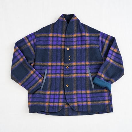 ＊ユニセックス＊ SLOWHANDS -スローハンズ- Wool Check Shawl 3B Jacket ／ネイビー