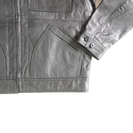 ＊ユニセックス＊YOUSED-ユーズド-LEATHER SPORTS JACKET リメイクレザージャケット / ブラック