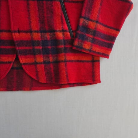 ＊ユニセックス＊ SLOWHANDS -スローハンズ- Wool Check Shawl 3B Jacket ／レッド