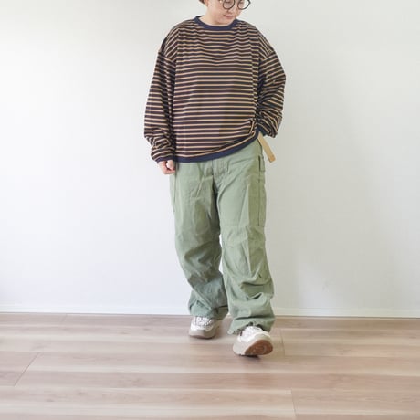＊ユニセックス＊amne-アンヌ-TWISTED BORDER long sleeve tee / amn-CS-099 / Navy_Camel