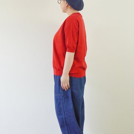 ３色＊レディース＊Linen ya by as it is.-リネンヤ- コットンクルーネック半袖ニット