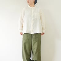 ＊レディース＊Linenya-リネンヤ-リネンワイドバンドカラーシャツ/ホワイト