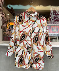 scarf pattern pullover long blouse