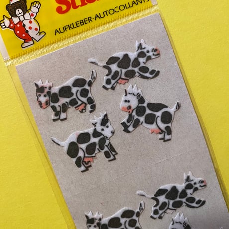 牛ザラザラ シール パッケージ入り　COW STICKER PACKAGE