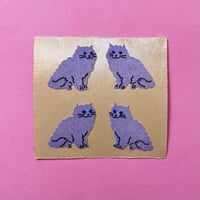 紫 猫 シール ザラザラ PURPLE CAT STICKER