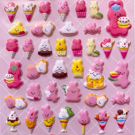 うさぎスイーツ ぷっくりシール　BUNNY SWEETS STICKER