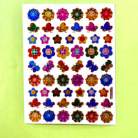 フラワーと蝶　 キラキラ シール FLOWER AND BUTTERFLY STICKER