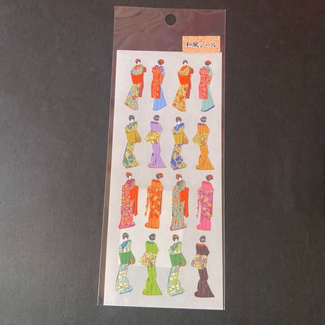 奥山商会 和風シール 和紙人形 JAPANESE STICKER