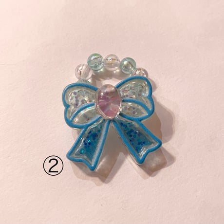 キラキラリボン ビーズリング　SPARKLY RIBBON BEADED RING