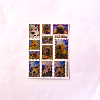 犬　切手風② キラキラ シール  DOG STICKER