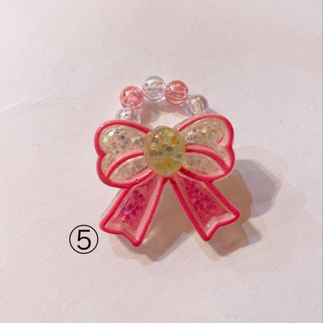 キラキラリボン ビーズリング　SPARKLY RIBBON BEADED RING