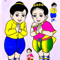 タイ　タイ語　女の子と男の子のシール　THAI  STICKE