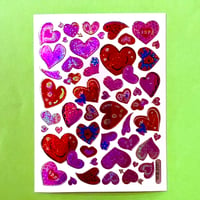 ハート 赤 英語 ③ キラキラ シール RED HEART ENGLISH STICKER