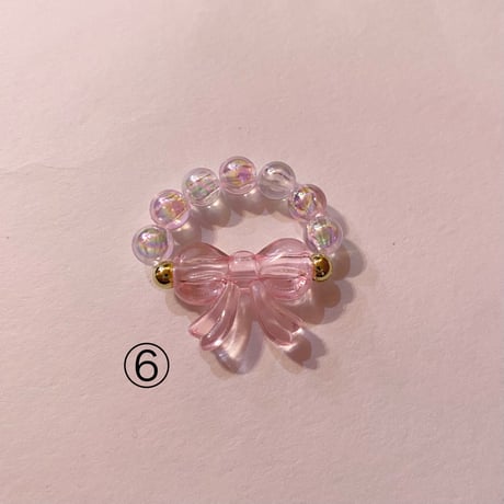 リボン ビーズリング　RIBBON BEADED RING