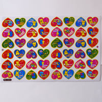 ハートと動物 英語 シール　大　HEART ANIMAL PHRASE STICKER
