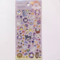 猫とお花 プリジム ぷっくりシール　CAT FLOWER STICKER