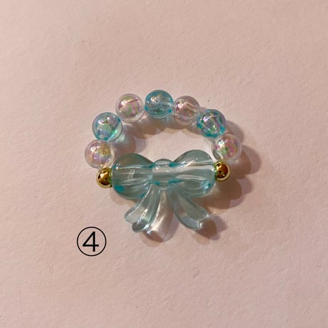 リボン ビーズリング　RIBBON BEADED RING