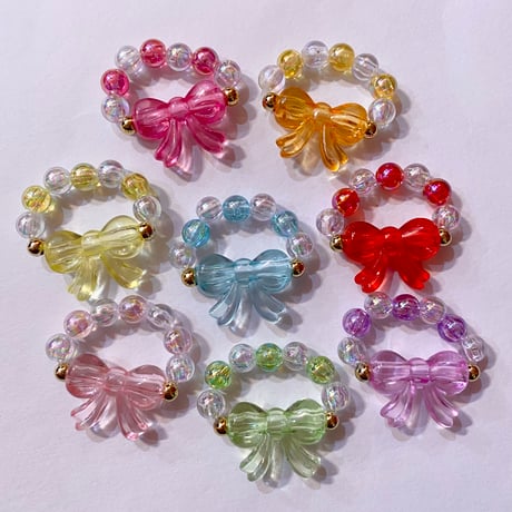 リボン ビーズリング　RIBBON BEADED RING