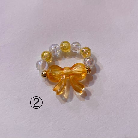 リボン ビーズリング　RIBBON BEADED RING