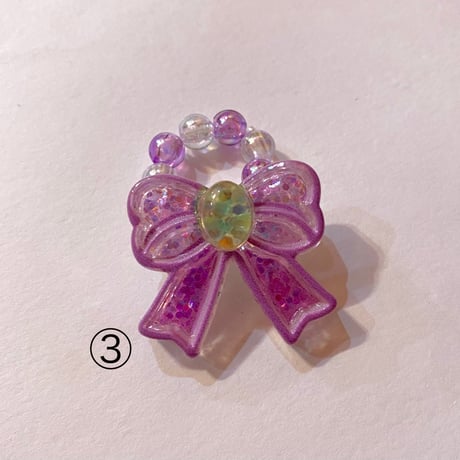 キラキラリボン ビーズリング　SPARKLY RIBBON BEADED RING