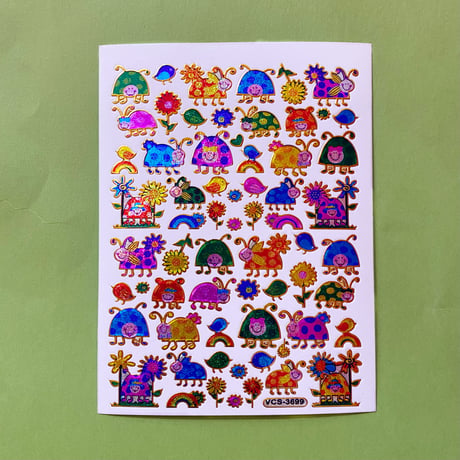 てんとう虫　花　鳥 キラキラ シール LADYBUG FLOWER STICKER