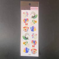 奥山商会 Sticker Fun ラメ入りシール 花 猫 STICKER