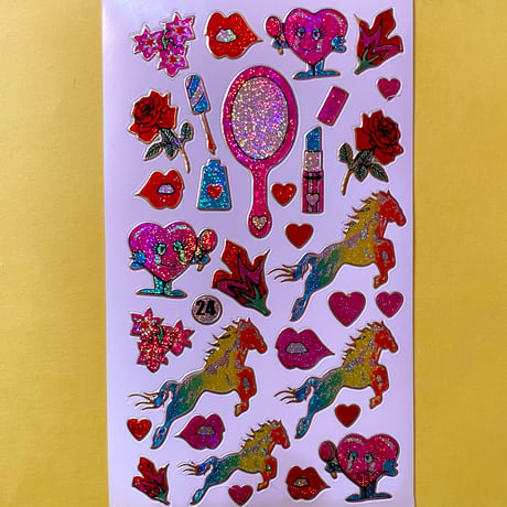 ハートと馬 キラキラ シール ミニ HEART AND HORSE STICKER
