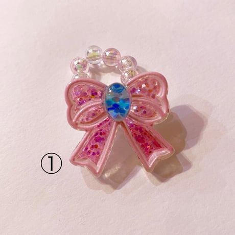 キラキラリボン ビーズリング　SPARKLY RIBBON BEADED RING