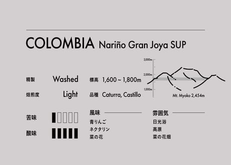 【コーヒー豆】Colombia・Nariño Gran Joya SUP・浅煎り・季節限定