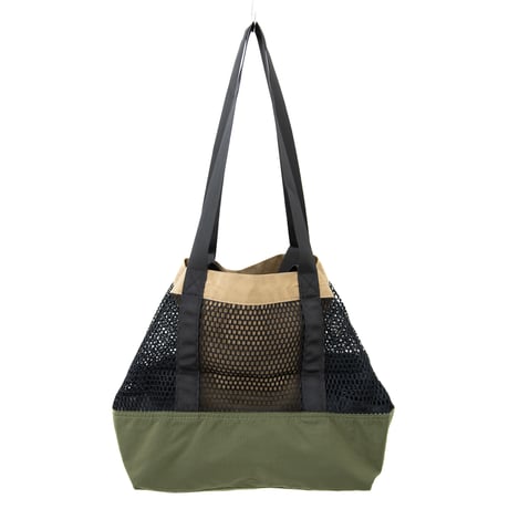R/V ウォッシャブルメッシュ4wayトート【BROWNxGRAY(OLIVE)】