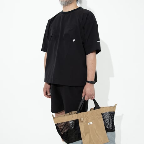 R/V ウォッシャブルメッシュ4wayトート【BROWNxGRAY(OLIVE)】