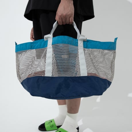 R/V ウォッシャブルメッシュ4wayトート【TURQUOISExORANGE(NAVY)】