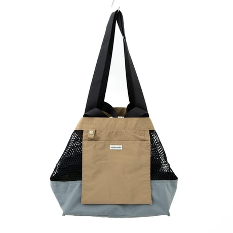 R/V ウォッシャブルメッシュ4wayトート【BROWNxGRAY(OLIVE)】