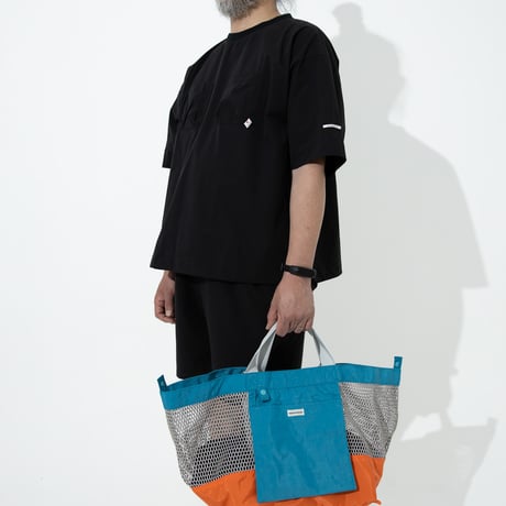 R/V ウォッシャブルメッシュ4wayトート【TURQUOISExORANGE(NAVY)】