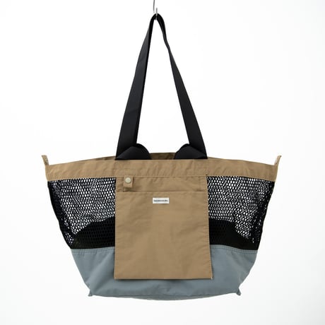 R/V ウォッシャブルメッシュ4wayトート【BROWNxGRAY(OLIVE)】