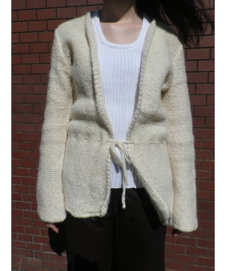 HAND KNITTED WAIST CORD CARDIGAN