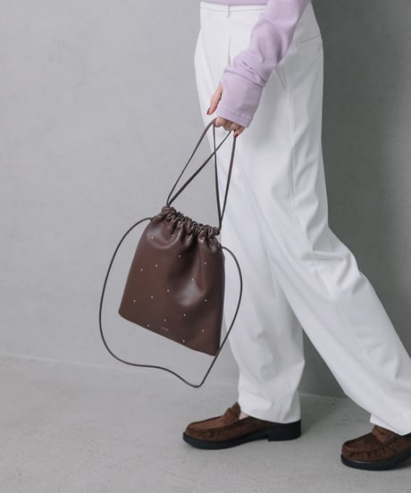 【B-26427】BEAURE STUDS SHEEP LEATHER SHOULDER BAG｜スタッズ シープレザー ショルダーバッグ