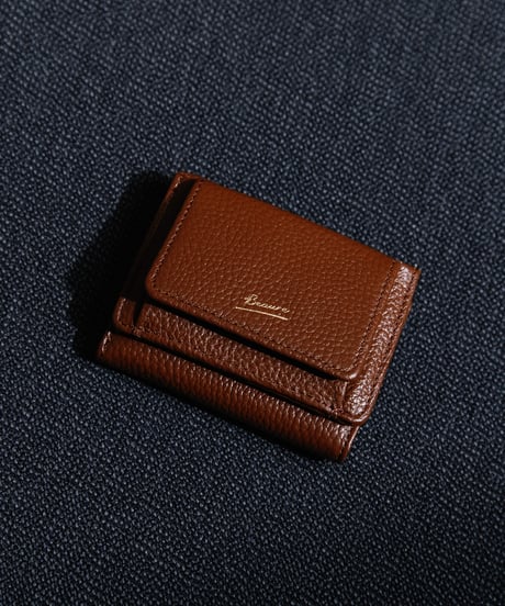 【B-26401】BEAURE COW LEATHER MINI WALLET｜カウレザー 三つ折り ミニ ウォレット