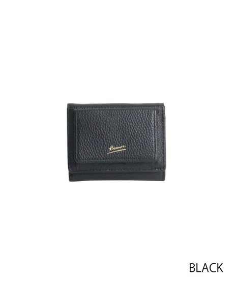 【B-26401】BEAURE COW LEATHER MINI WALLET｜カウレザー 三つ折り ミニ ウォレット