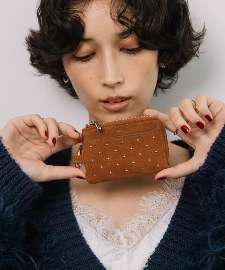 【B-26403】BEAURE Studs Suede Fragment Case｜スタッズ スエード フラグメントケース