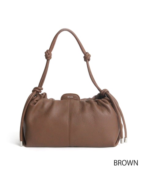 【B-26414】BEAURE Cow Leather Gather Shoulder Bag｜カウレザー ギャザー ショルダーバッグ