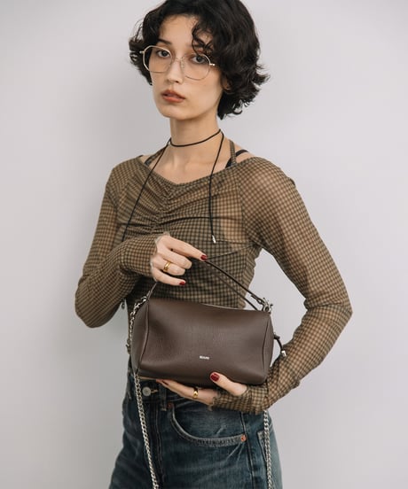 【B-26411】BEAURE Cow Leather 2WAY Chain Shoulder Bag｜カウレザー 2WAY チェーン ショルダーバッグ