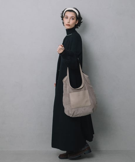 【B-26362】BEAURE　コーデュロイ×コットン リバーシブル縦長トートバッグ