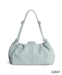 【B-26414】BEAURE Cow Leather Gather Shoulder Bag｜カウレザー ギャザー ショルダーバッグ